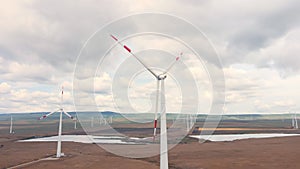 Alternative energy with wind turbine installed at ecology clean power station