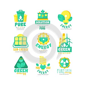 Alternative green energy sources logo set