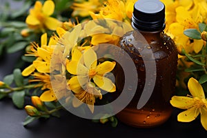 Alternative healing Yellow flowers of Hypericum, used in homeopathic remedies