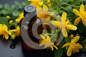 Alternative healing Yellow flowers of Hypericum, used in homeopathic remedies