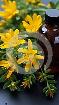 Alternative healing Yellow flowers of Hypericum, used in homeopathic remedies