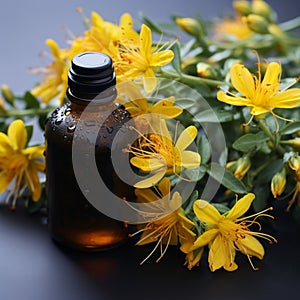 Alternative healing Yellow flowers of Hypericum, used in homeopathic remedies