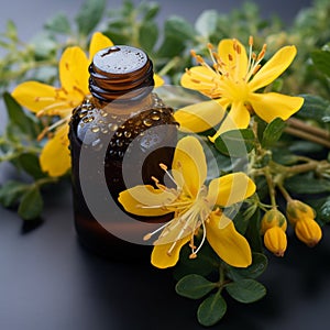 Alternative healing Yellow flowers of Hypericum, used in homeopathic remedies