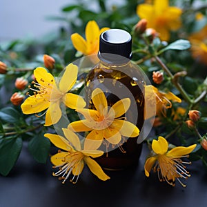 Alternative healing Yellow flowers of Hypericum, used in homeopathic remedies