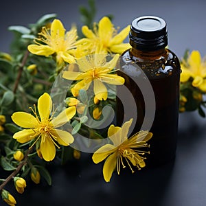 Alternative healing Yellow flowers of Hypericum, used in homeopathic remedies