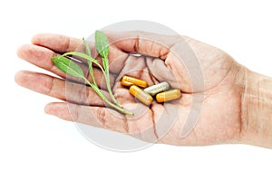 Alternative health care and herbal medicine concept . Close Up f