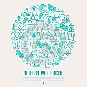 Alternative medicine concept in circle