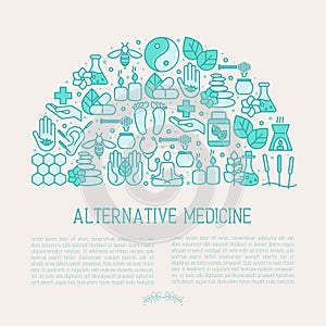 Alternative medicine concept in half circle