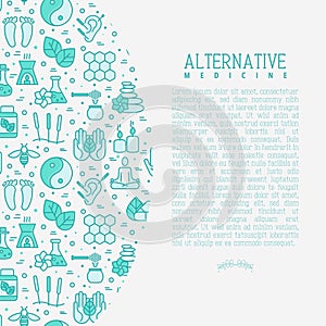 Alternative medicine concept with thin line icons