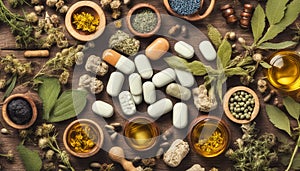Alternative Medicine. Herbal capsule, Nutritional Supplement