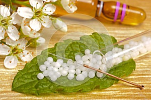 Alternative medicine with herbal pills and acupuncture