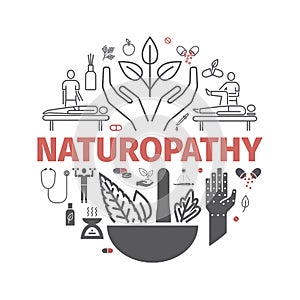 Alternative Medicine icons set. Naturopathy sign. Vector illustration.