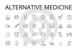Alternative medicine line icons collection. Complementary medicine, Integrative medicine, Holistic medicine, Natural photo