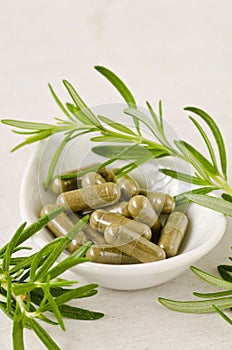 Alternative Medicine. Rosemary capsules.