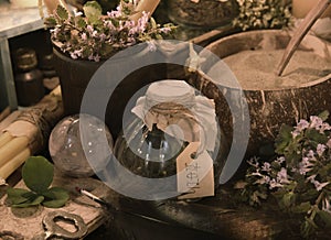 Alternative medicine still life desaturated photo