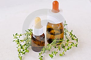 Alternative Medicine. Thyme essential oil.