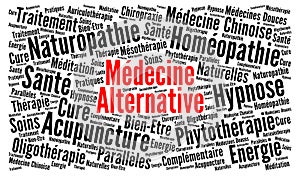 Alternative medicine word cloud in French language