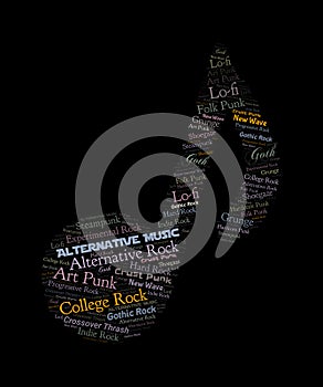 Alternative music word cloud graphic