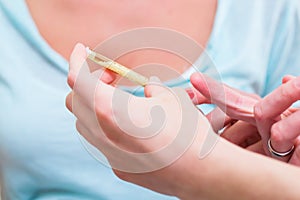 Alternative practitioner explaining homeopathy globuli