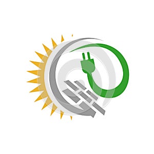 alternative renewable sustainable energy solar panel logo vector icon illustrations
