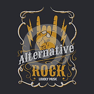 alternative rock graphic for apparel, tee design,vector illustration