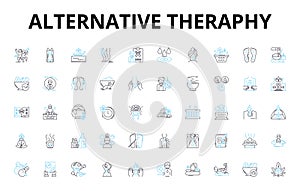 Alternative theraphy linear icons set. Acupuncture, Aromatherapy, Chiropractic, Detoxification, Energy healing