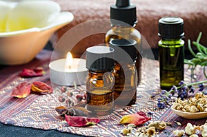 Alternative therapy with herbs and essential oils photo