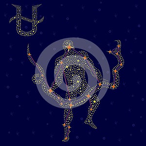 Alternative Zodiac sign Ophiuchus over starry sky photo