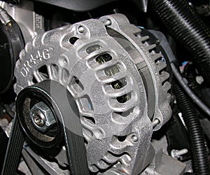 Alternator on an automobile.