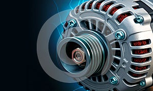 A detailed and aesthetic alternator illustration on a dark background. photo