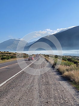 Altitude road in clouds of southamerica photo