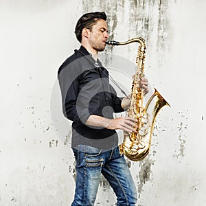 Alto Saxophone Artist Classical Jazz Musician Sax Concept photo