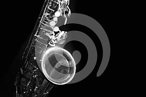 Alto saxophone in the dark black and white