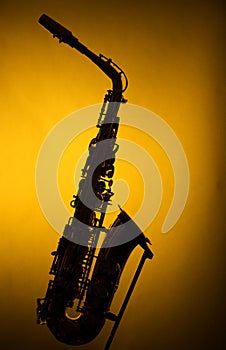 Alto Saxophone in Silhouette on Yellow