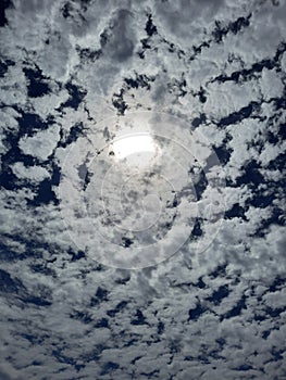Altocumulus clouds trapping sun between them