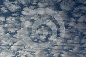 Altocumulus cloudscape on blue sky.