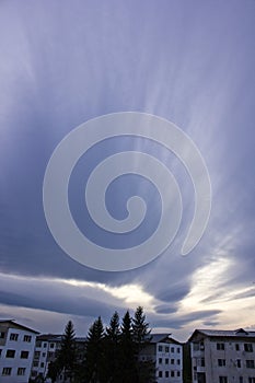 Altocumulus lenticularis clouds on blue hour