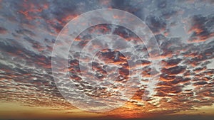 Altocumulus Perlucidus or Stratocumulus Perlucidus Cloud in evening ,Thailand. Paning shot.