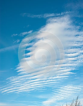 Altocumulus Wave Clouds in the Blue Sky
