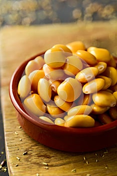 Altramuces, lupinus albus beans eaten in Spain