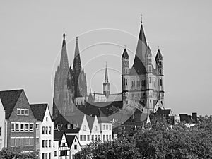Altstadt (Old town) in Koeln, black and white
