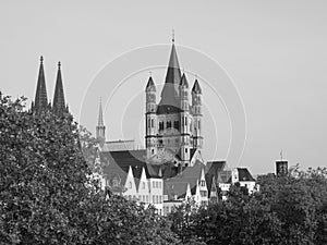 Altstadt (Old town) in Koeln, black and white