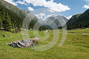 Altyn Arashan valley in Kyrgyzstan. Tian Shan mountains in Kirghizia, landscape