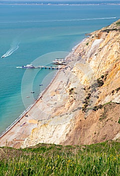 Alum Bay beach Isle of Wight next to the Needles tourist attraction