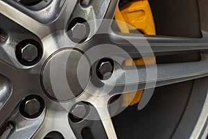 Aluminium alloy wheel with brake caliper