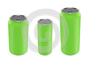 Aluminium beer and slim soda can mock up blank template. Juice, soda, beer jar blank isolated on white background