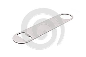 Aluminium bottle opener for your design on isolated background with clipping path