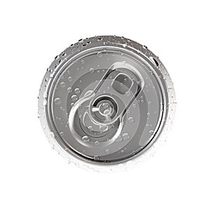 Aluminium can on white background. Top view