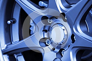 Aluminium car wheel close-up.