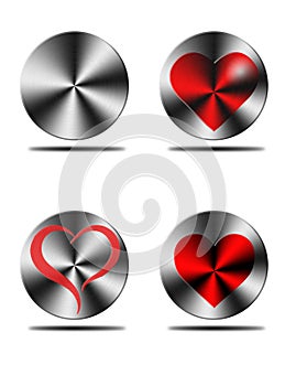 Aluminium heart buttons